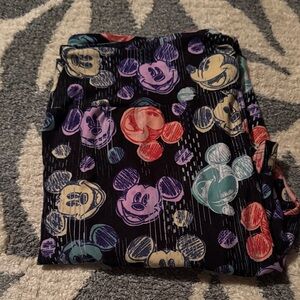 LuLaRoe Black Leggings with Colorful Mickey Mouse Print